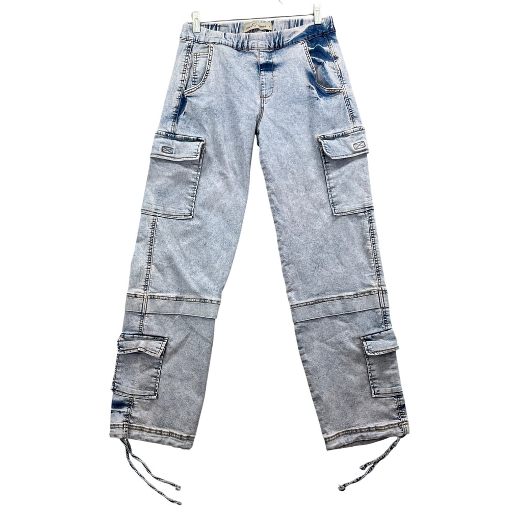 Love Trends Cargo Pants Women 9 Light Blue Acid Wash Denim Pants Utility Y2K 90s